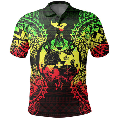 Tonga Polo Shirt - Tonga Coat Of Arms Map Polynesian Tattoo Reggae