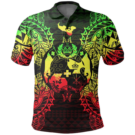 Tonga Polo Shirt - Tonga Coat Of Arms Map Polynesian Tattoo Reggae