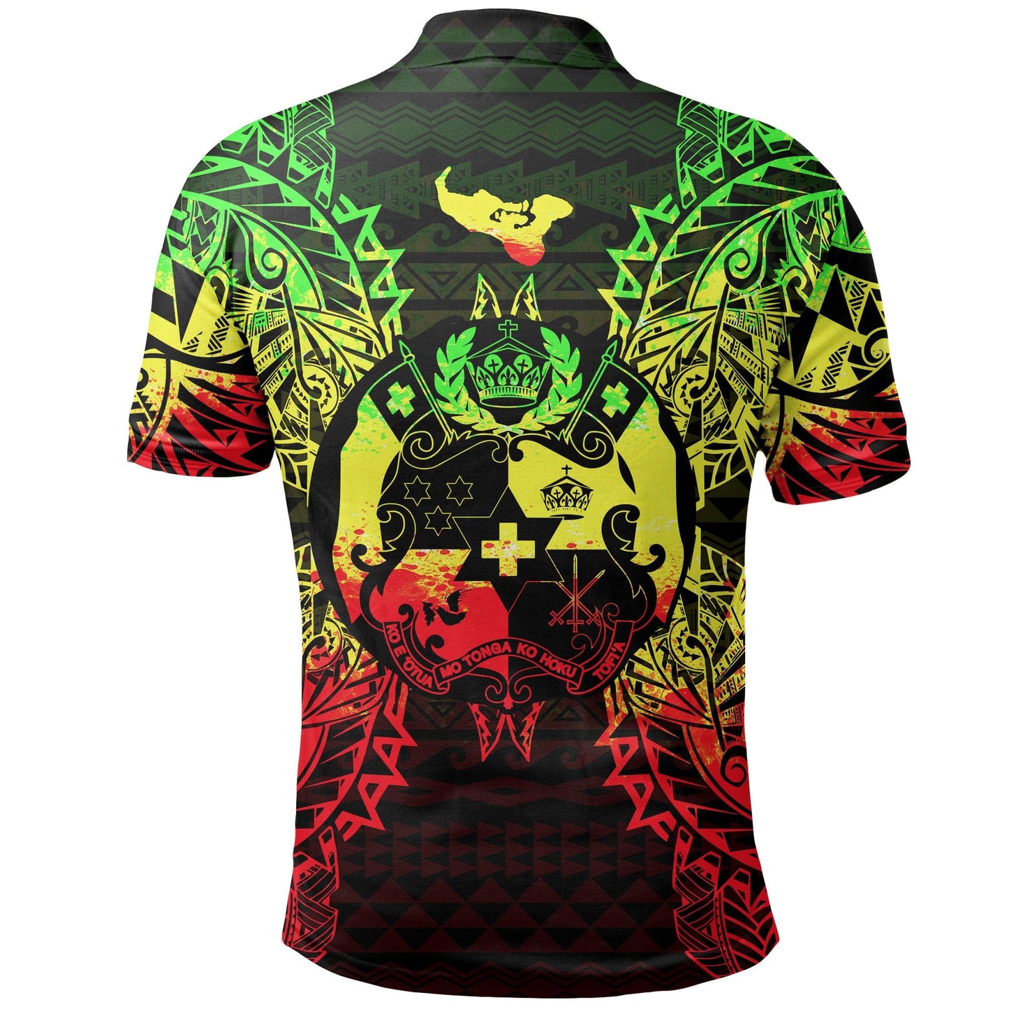 Tonga Polo Shirt - Tonga Coat Of Arms Map Polynesian Tattoo Reggae