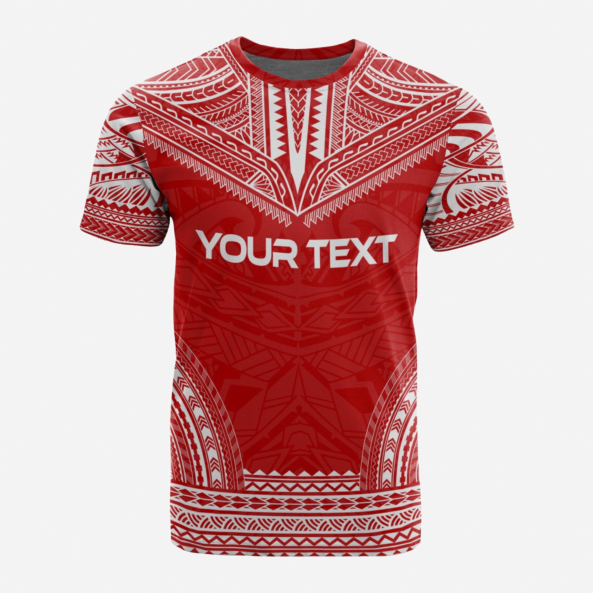 Tonga Custom Personalised T - Shirt - Tonga Coat Of Arms Polynesian Chief Tattoo Flag Version