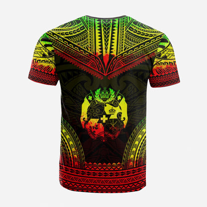 Tonga Custom Personalised T - Shirt - Tonga Coat Of Arms Polynesian Chief Tattoo Reggae Version