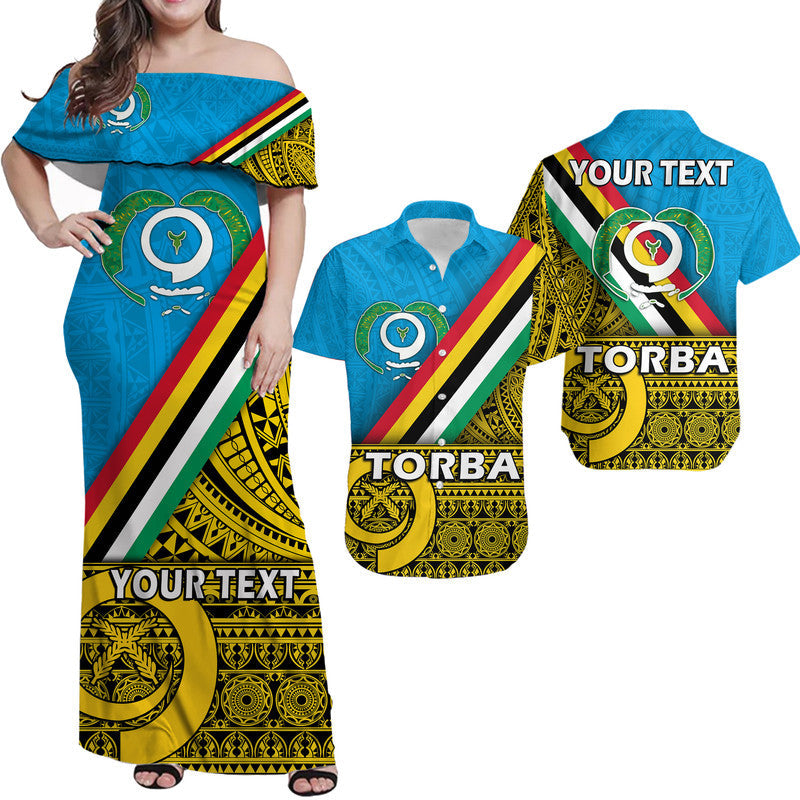 (Custom Personalised) Matching Outfits For Couples Vanuatu Torba Province Day Combo Dress and Hawaiian Shirt Torba Flag Color Style