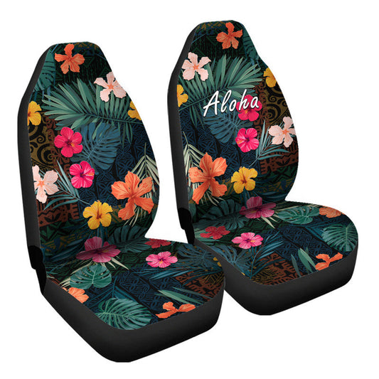 Hawaii Car Seat Cover Tribal Elements And Hibiscus Version