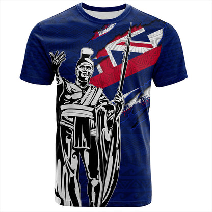 Hawaii T-Shirt Tribal Flag King Kamehameha Crack Style Shirt