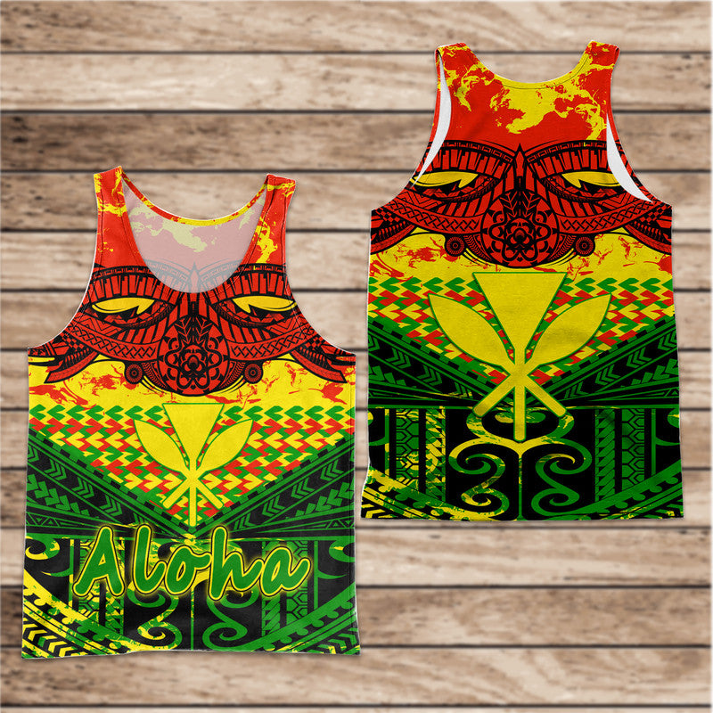 Hawaiian Tribal Kanaka Maoli Men Tank Top Reggae Polynesian Version