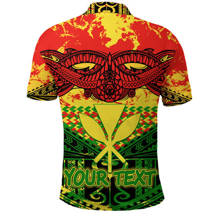 Custom Personalised Hawaiian Tribal Kanaka Maoli Polo Shirt Reggae Polynesian Version