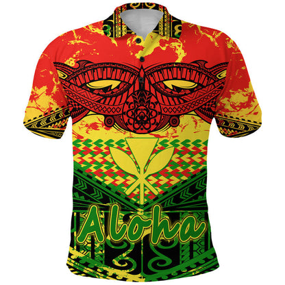 Custom Personalised Hawaiian Tribal Kanaka Maoli Polo Shirt Reggae Polynesian Version