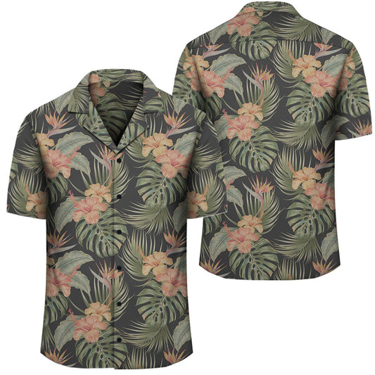 Tropical Hibiscus Monstera Leaf Hawaiian Shirt