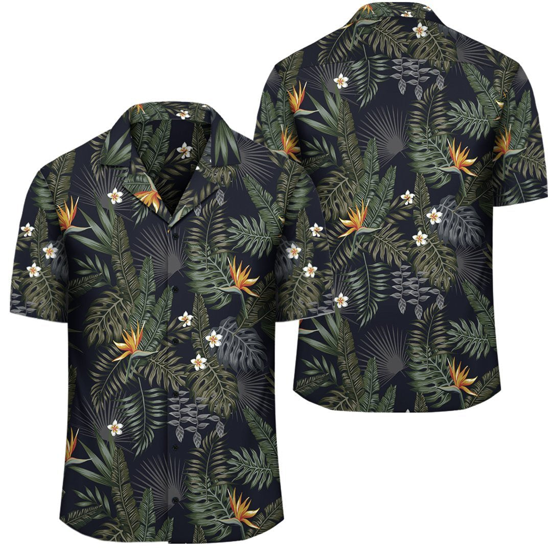 Tropical Leaves And Flowers In The Night Style Hawaiian Shirt
