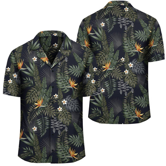 Tropical Leaves And Flowers In The Night Style Hawaiian Shirt