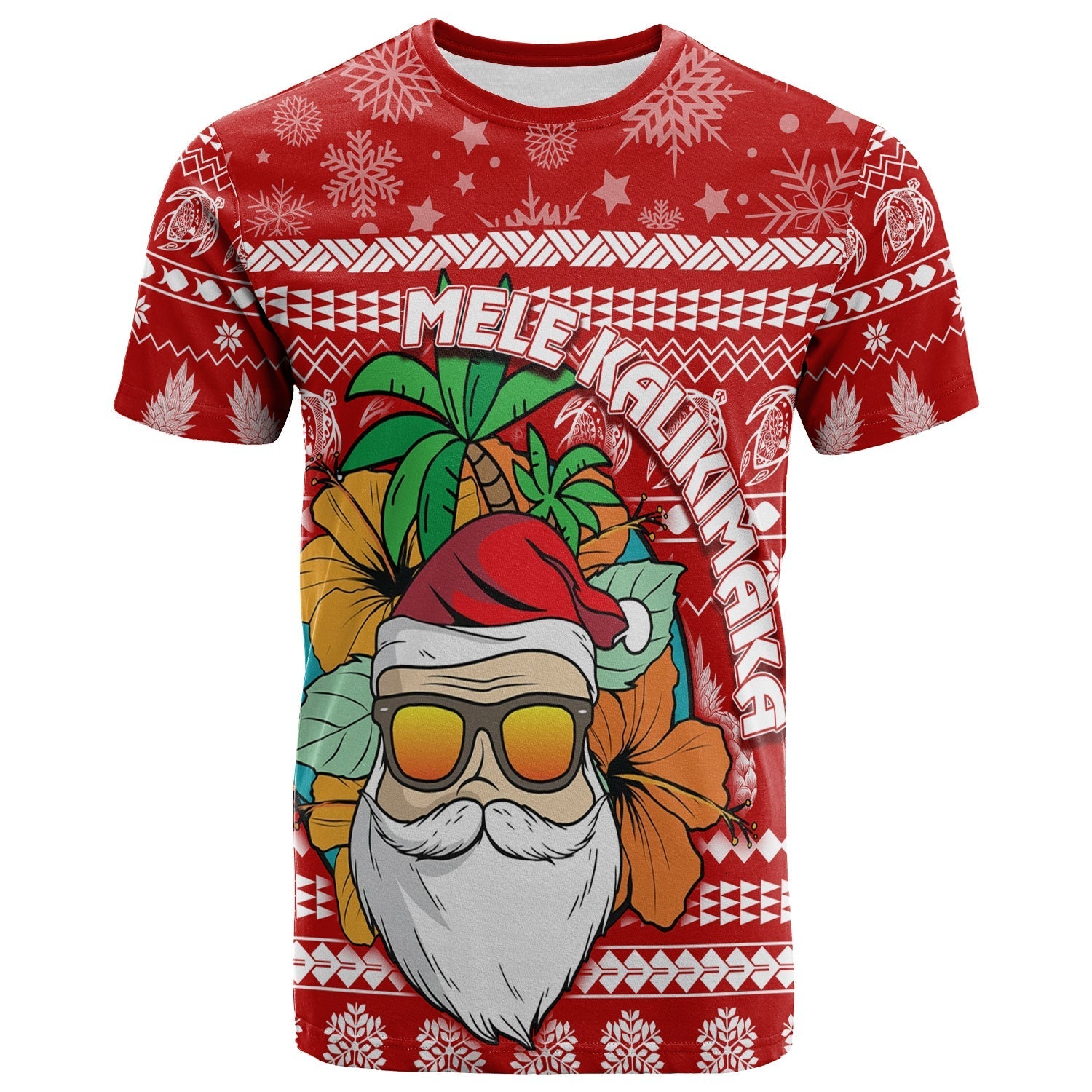 Hawaii Christmas T Shirt Mele Kalikimaka - Tropical Santa