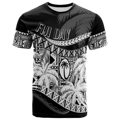 Personalised Fiji Day T Shirt Flying Fijians Masi Kesa Style Black