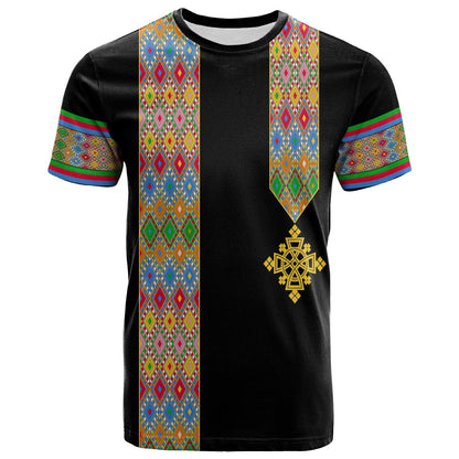 Habesha Tilet Pattern T Shirt Eritrea Emblem