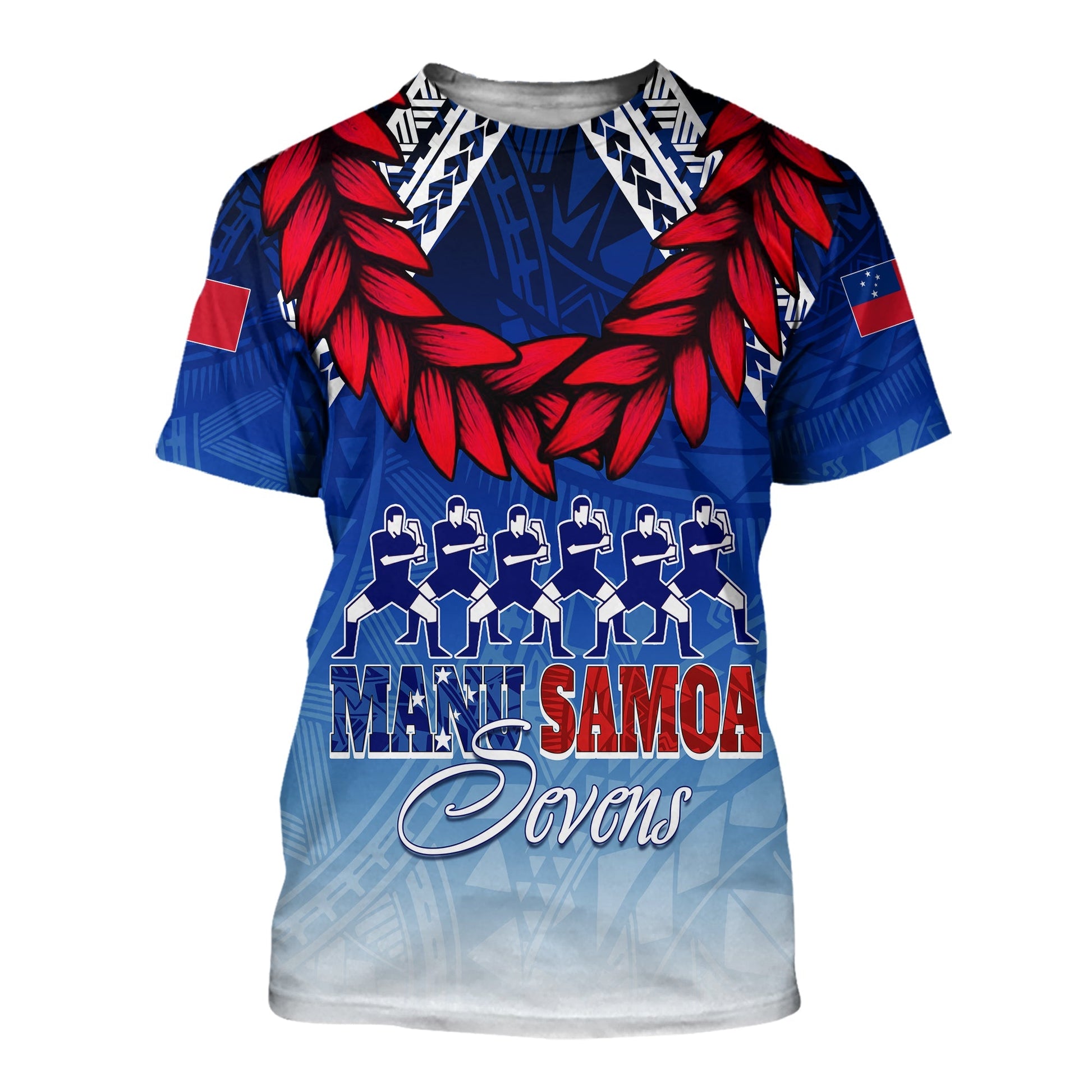 Personalised Samoa Sevens T Shirt Manu Siva Tau With Ula Fala