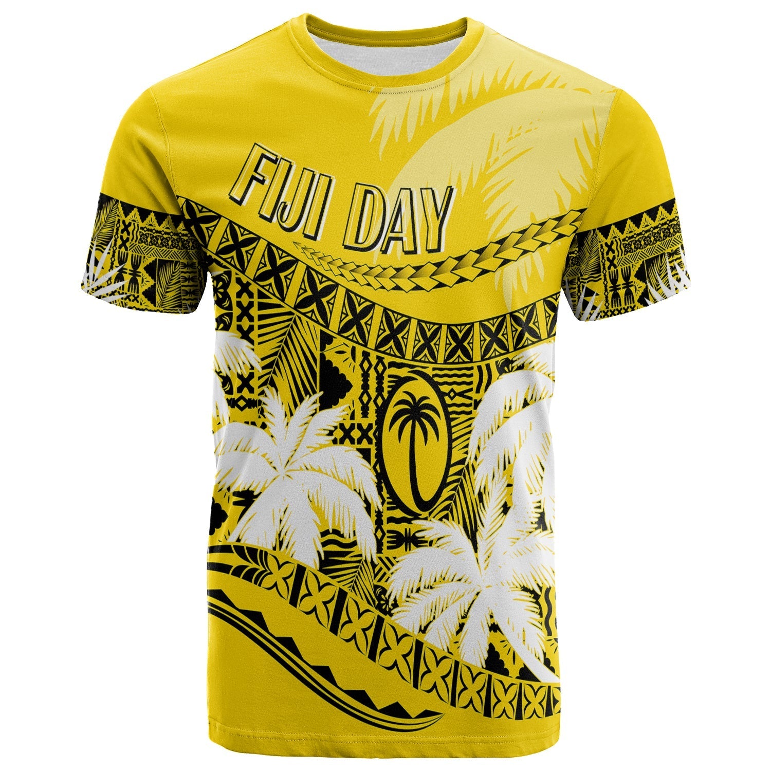 Personalised Fiji Day T Shirt Flying Fijians Masi Kesa Style Gold
