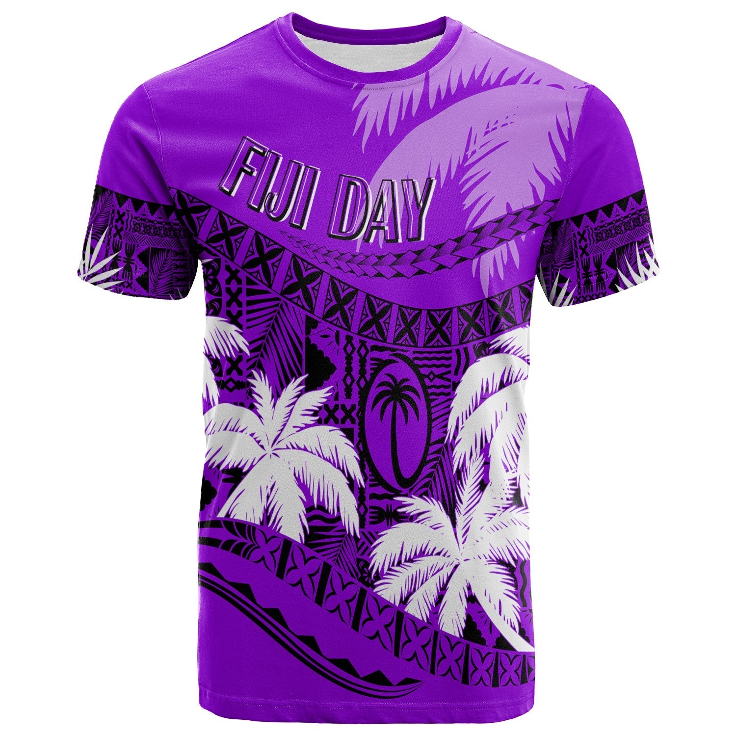 Personalised Fiji Day T Shirt Flying Fijians Masi Kesa Style Violet