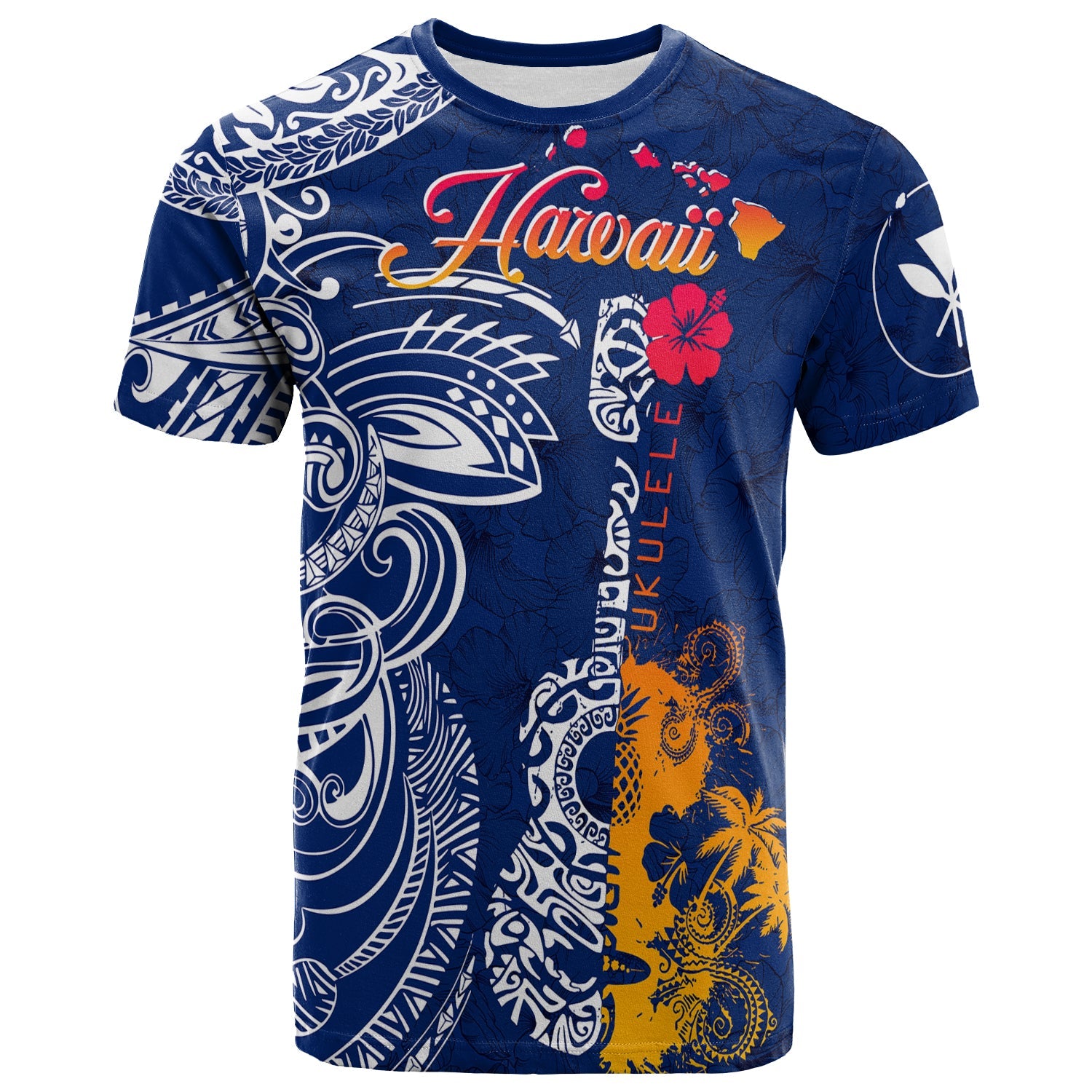 Hawaii Ukulele Unique Style T Shirt Hibiscus Pattern