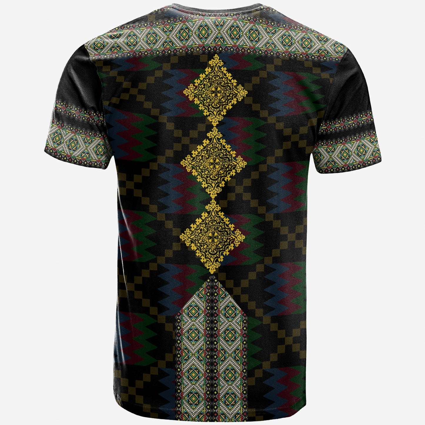 Eritrea Tilet Pattern T Shirt Eritrean Cross Black