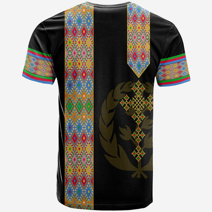 Habesha Tilet Pattern T Shirt Eritrea Emblem