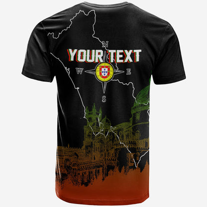 Custom Portugal Pena Palace Sketch Art T Shirt Portuguese Map