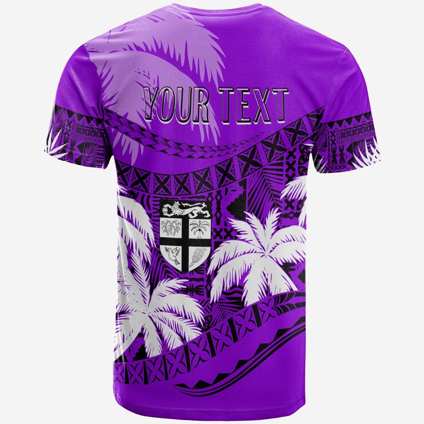 Personalised Fiji Day T Shirt Flying Fijians Masi Kesa Style Violet