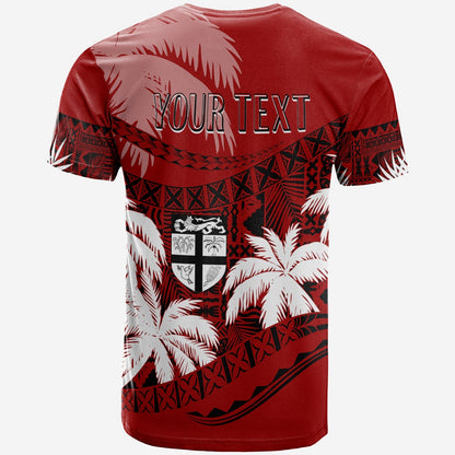 Personalised Fiji Day T Shirt Flying Fijians Masi Kesa Style Red