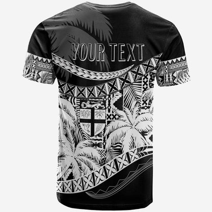 Personalised Fiji Day T Shirt Flying Fijians Masi Kesa Style Black