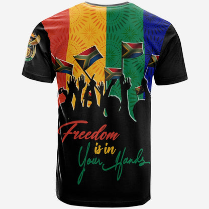 Shweshwe Pattern South Africa Freedom Day T Shirt Freedom Is In Your Hands
