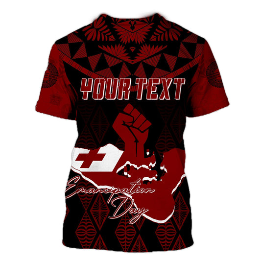 Tonga Personalised T Shirt Emancipation Day Lion Style - Black