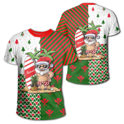 Hawaiian Santa Claus Mele Kalikimaka Kanaka T Shirt Red Angus Style AH