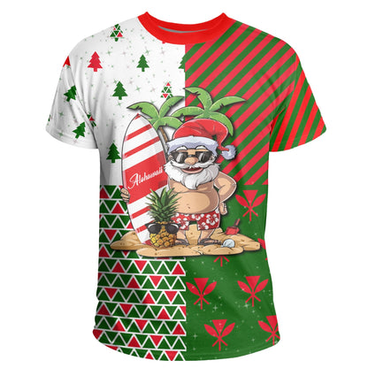 Hawaiian Santa Claus Mele Kalikimaka Kanaka T Shirt Red Angus Style AH