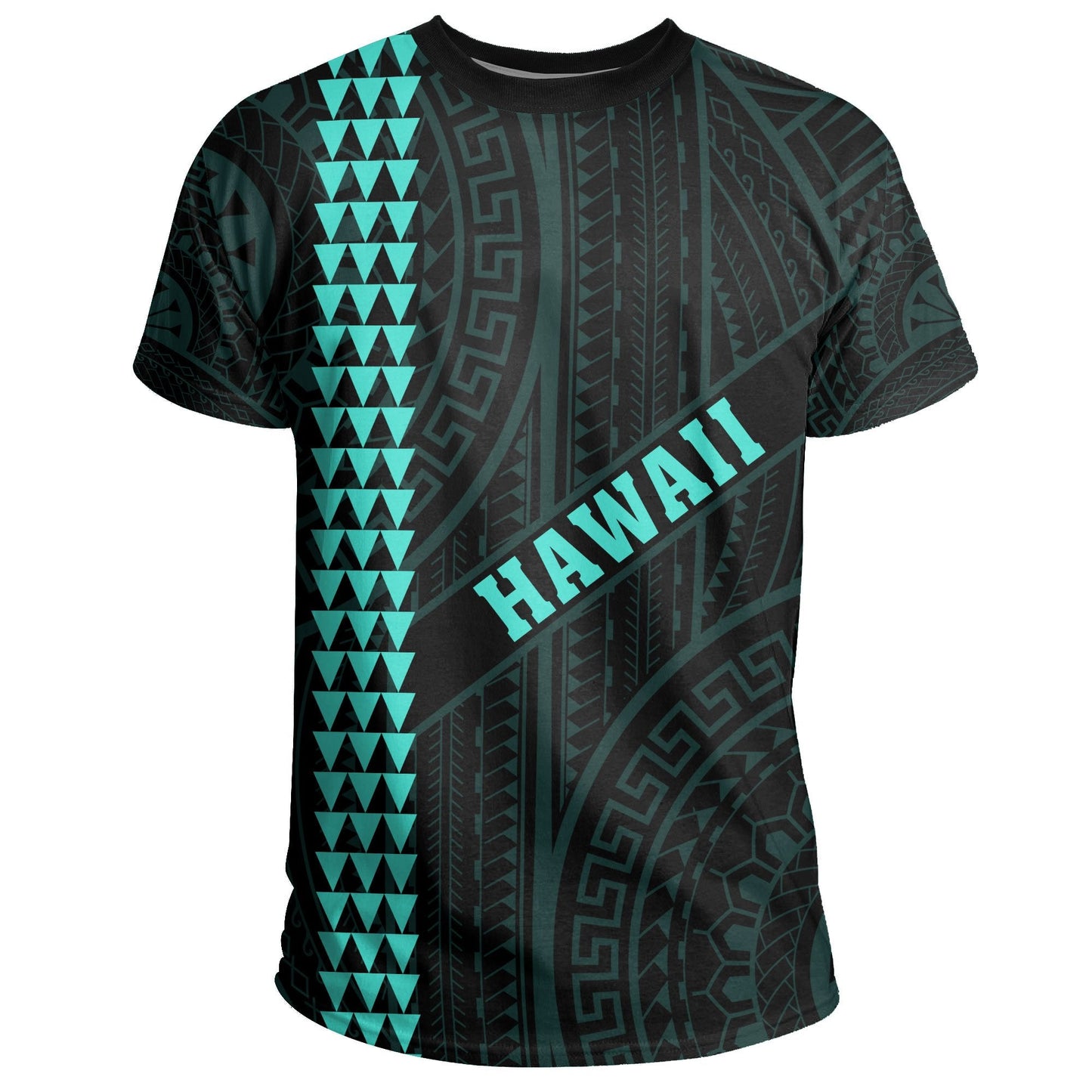 Hawaii Kakau Polynesian Turtle Map T Shirt Ohana Style Turquoise