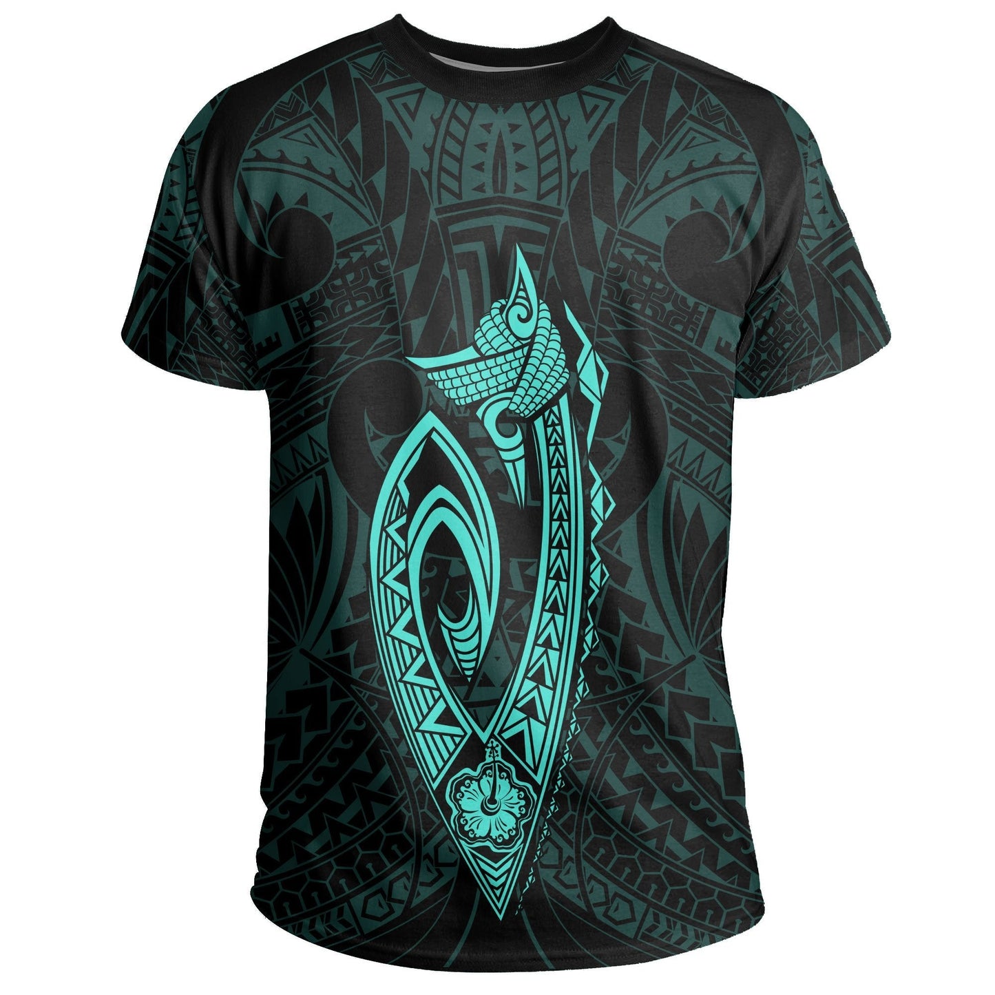 Hawaii Kakau Makau Fish Hook Polynesian T Shirt Turquoise
