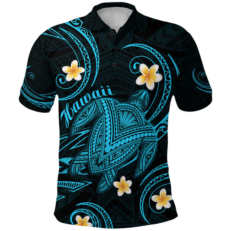Custom Personalised Hawaii Polo Shirt Hawaiian Turtle Plumeria Mixed Polynesian Turquoise Style