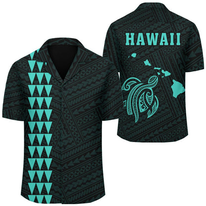 Kakau Polynesian Turtle Map Hawaii Shirt - Turquoise