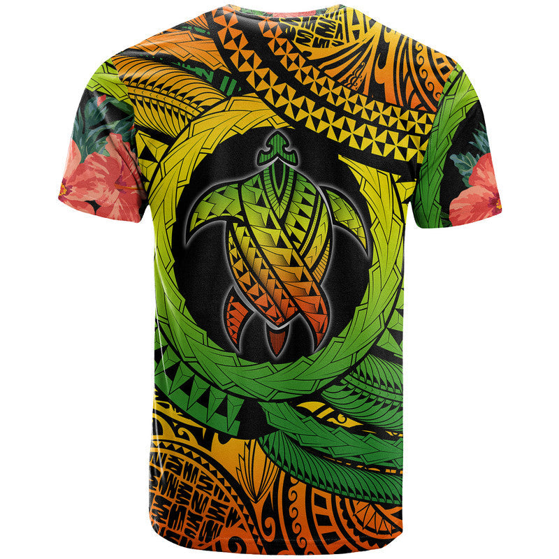 Polynesian Turtle T Shirt Circle Turtle Hibiscus Reggae
