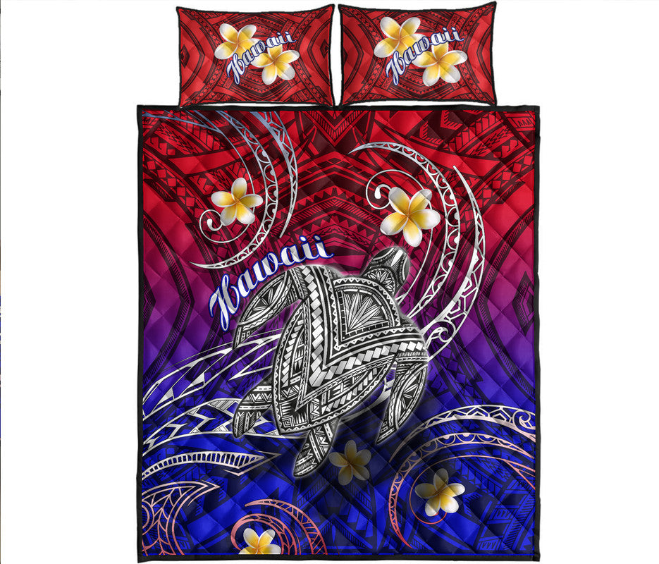 Hawaii Quilt Bed Set Hawaiian Turtle Plumeria Mixed Polynesian Style