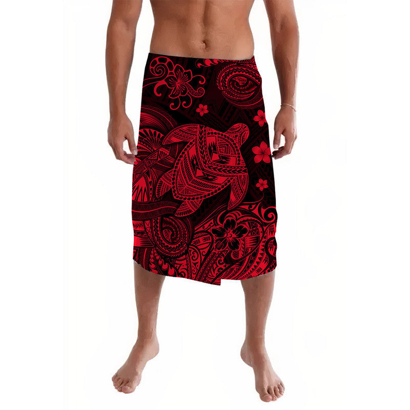 Hawaii Turtle Polynesian Lavalava Plumeria Flower Unique Style - Red