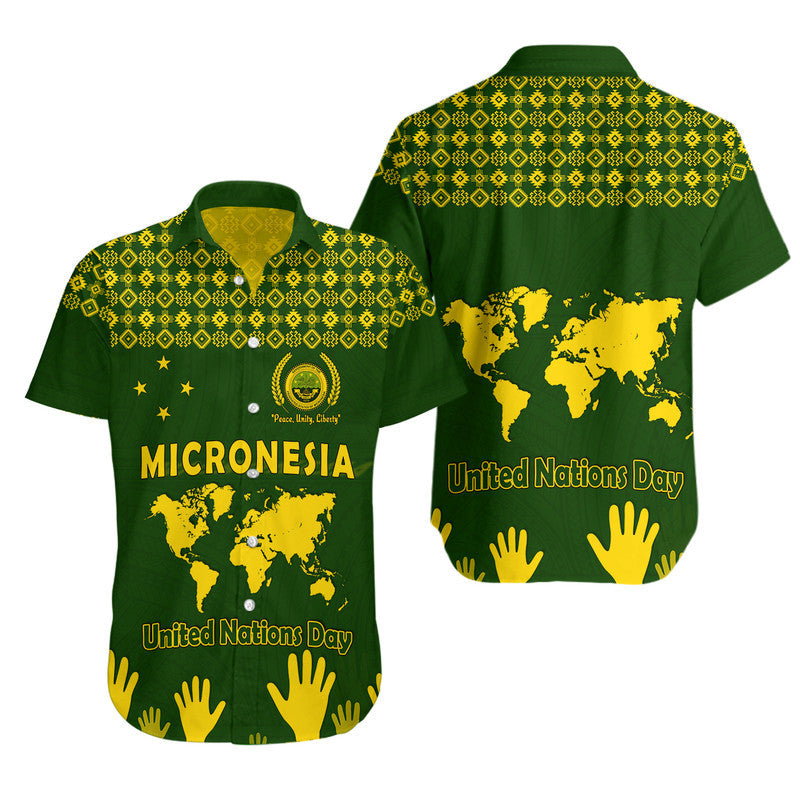 Federated States of Micronesia United Nations Day Hawaiian Shirt Green Simple World Map Version
