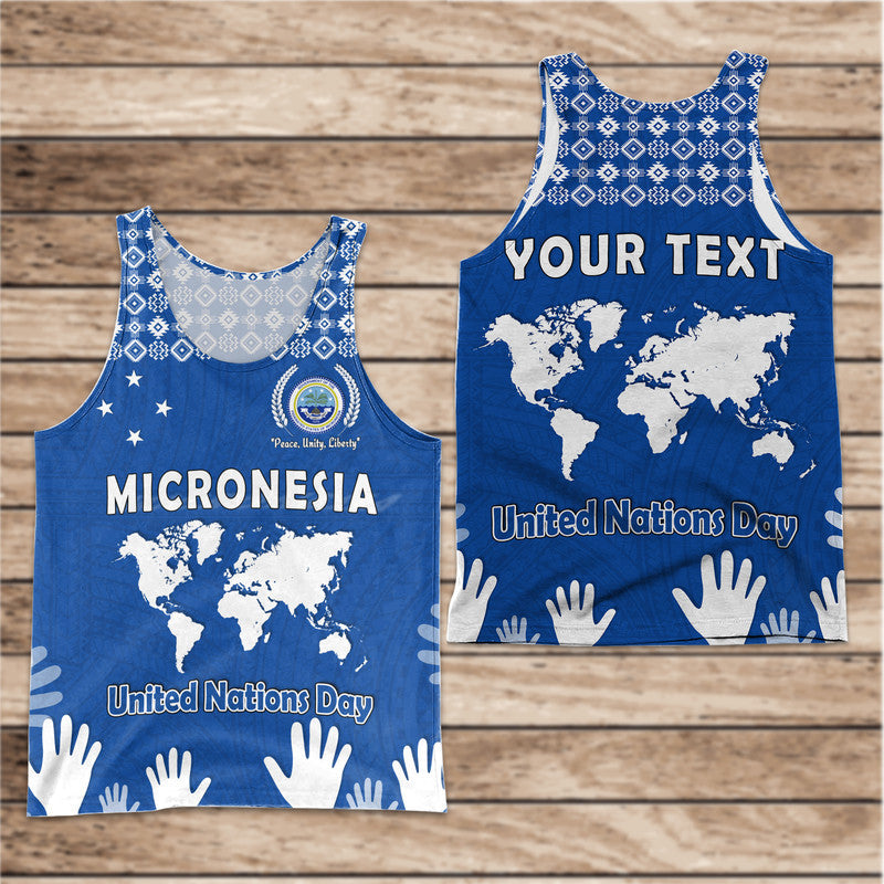Custom Personalised Federated States of Micronesia United Nations Day Men Tank Top Blue Simple World Map Version