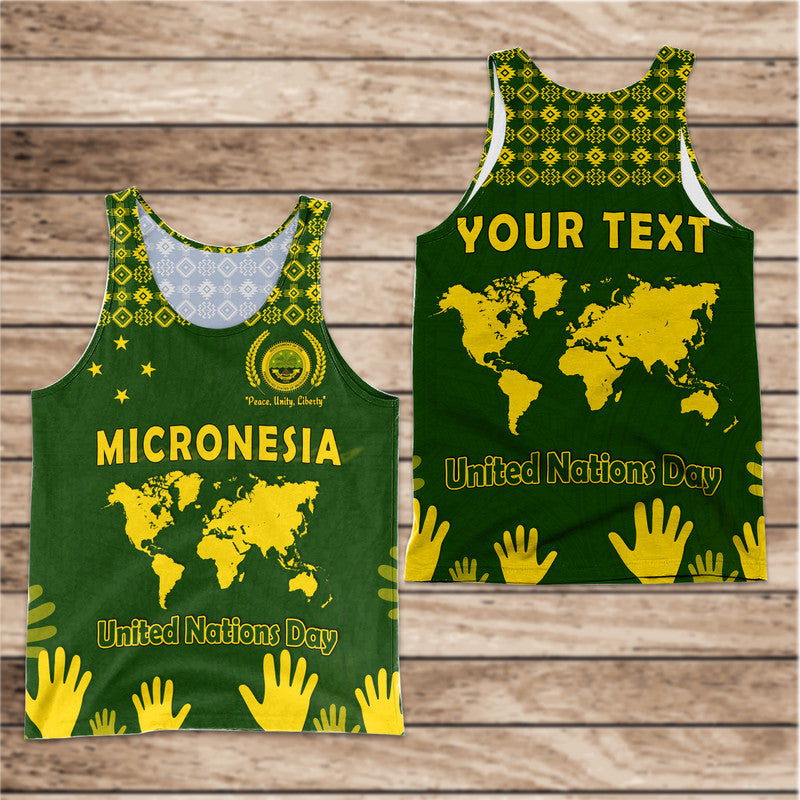 Custom Personalised Federated States of Micronesia United Nations Day Men Tank Top Green Simple World Map Version