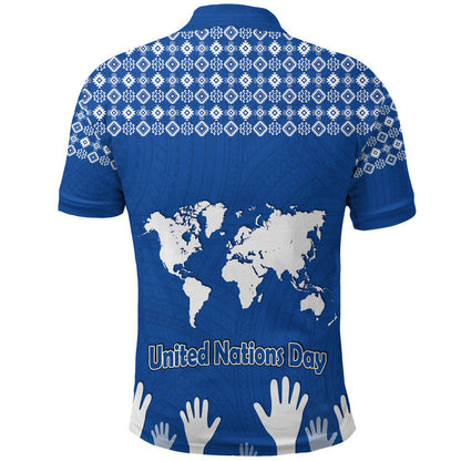 Federated States of Micronesia United Nations Day Polo Shirt Blue Simple World Map Version