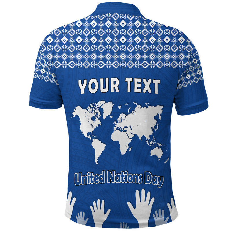 Custom Personalised Federated States of Micronesia United Nations Day Polo Shirt Blue Simple World Map Version