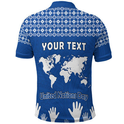 Custom Personalised Federated States of Micronesia United Nations Day Polo Shirt Blue Simple World Map Version