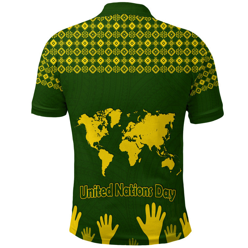 Federated States of Micronesia United Nations Day Polo Shirt Green Simple World Map Version