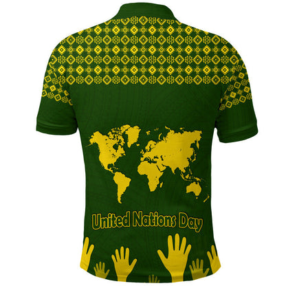 Federated States of Micronesia United Nations Day Polo Shirt Green Simple World Map Version