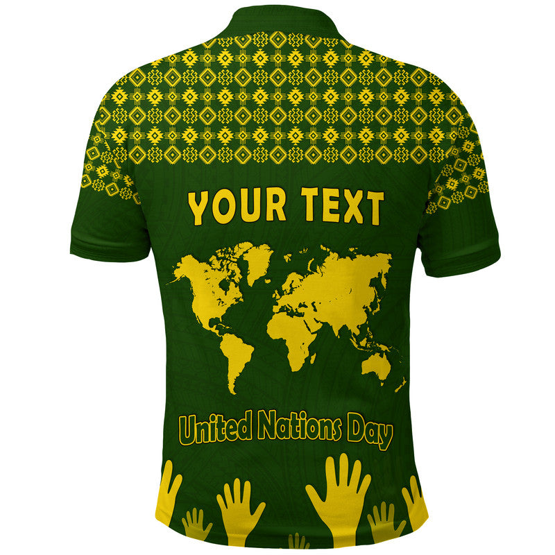 Custom Personalised Federated States of Micronesia United Nations Day Polo Shirt Green Simple World Map Version