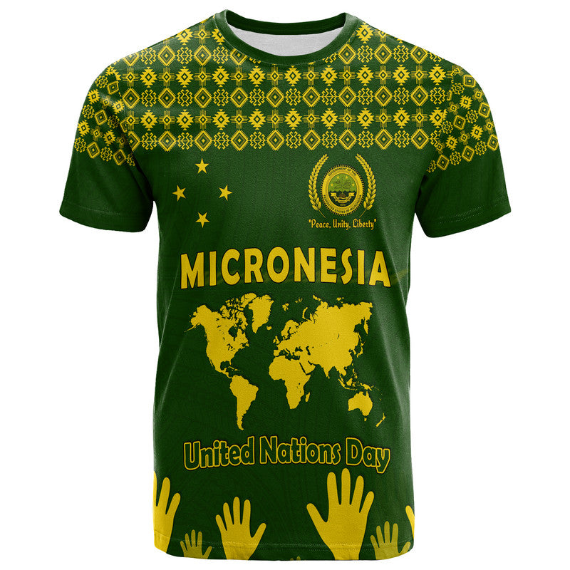 (Custom Personalised) Federated States of Micronesia United Nations Day T Shirt Green Simple World Map Version
