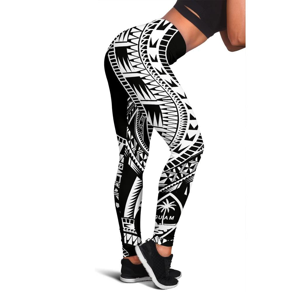 Guam Women Leggings Polynesian Pattern Black