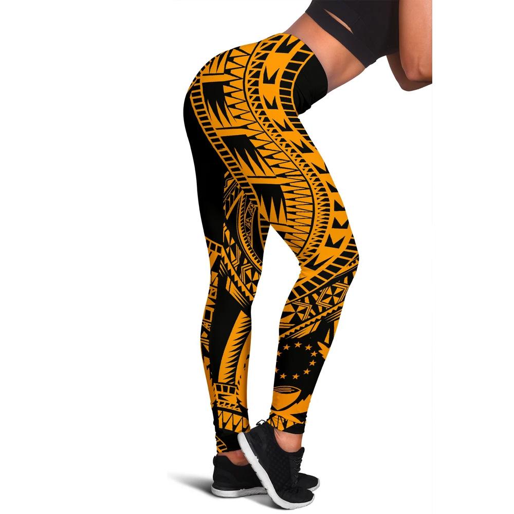 Pohnpei Women Leggings Polynesian Pattern Gold